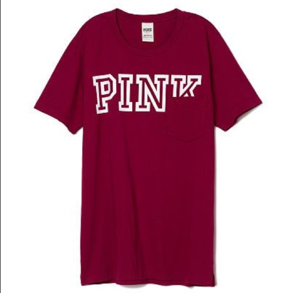 VS Pink Maroon Campus Pocket Tee